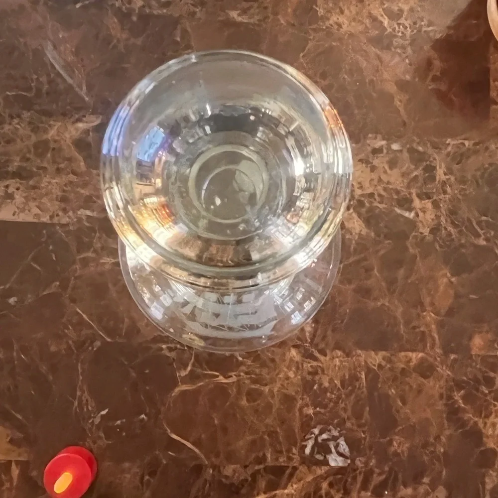 Crystal Clear Glass with Etched Ships Decanter for Brandy or Wine